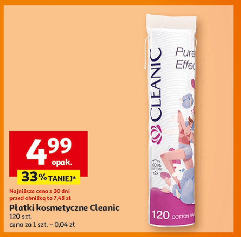 Płatki kosmetyczne pure effect okrągłe Cleanic promocja w Auchan