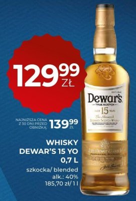 Whisky Dewar's 15 YO 0,7 l promocja w Duży Ben