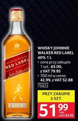 Whisky Johnnie Walker Red Label 40% 1 l promocja w Selgros