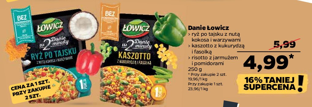 Kaszotto kasza pęczak z kukurydzą i fasolką szparagową Łowicz danie w 2 minuty promocja