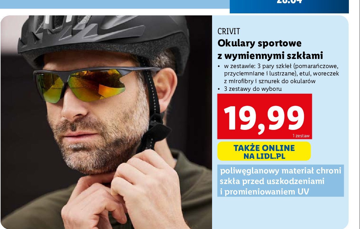 Okulary sportowe z wymiennymi szk艂ami Crivit promocja