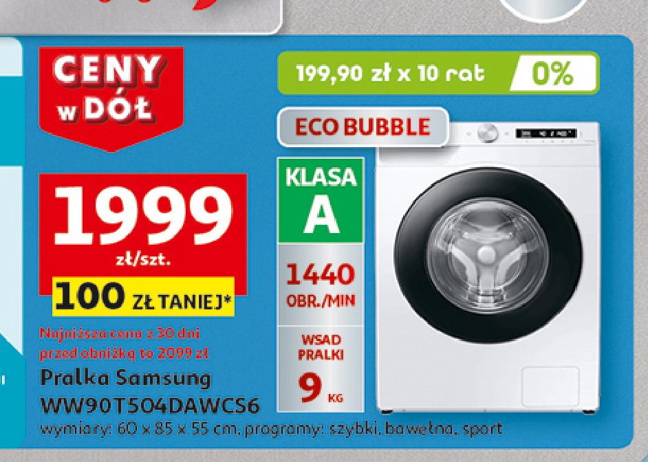 Pralka ww90t504dawcs6 Samsung promocja w Auchan