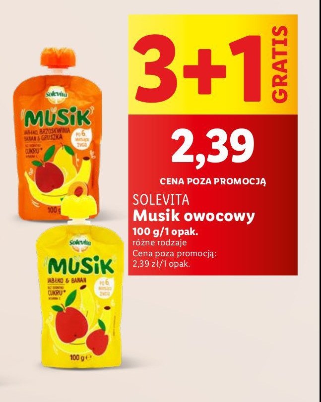 Mus jabłko-banan Solevita promocja w Lidl