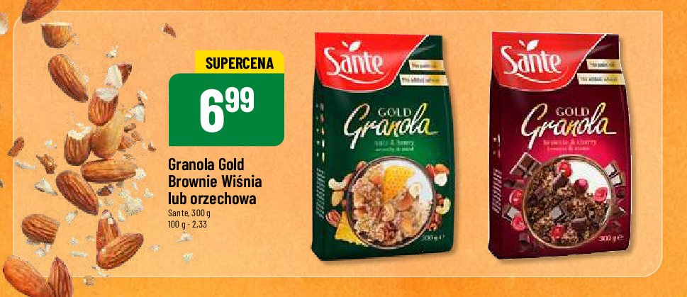 Granola brownie & wiśnie Sante granola gold promocja