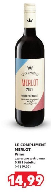 Wino Le compliment merlot promocja w Kaufland