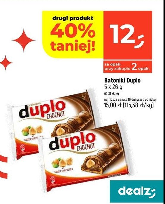 Baton chocnut Ferrero duplo promocja w Dealz