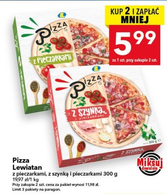 Pizza Lewiatan z pieczarkami, z szynką i pieczarkami 300 g promocja w LEWIATAN