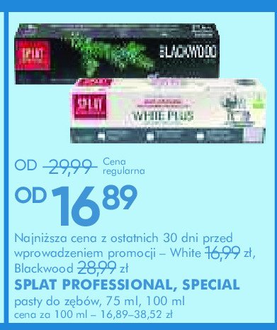 Pasta do zębów blackwood Splat professional promocja w Super-Pharm