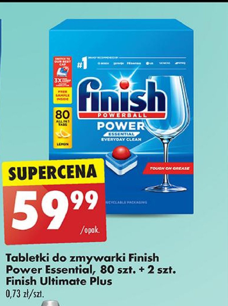 Tabletki do zmywarek lemon Finish power essential promocja