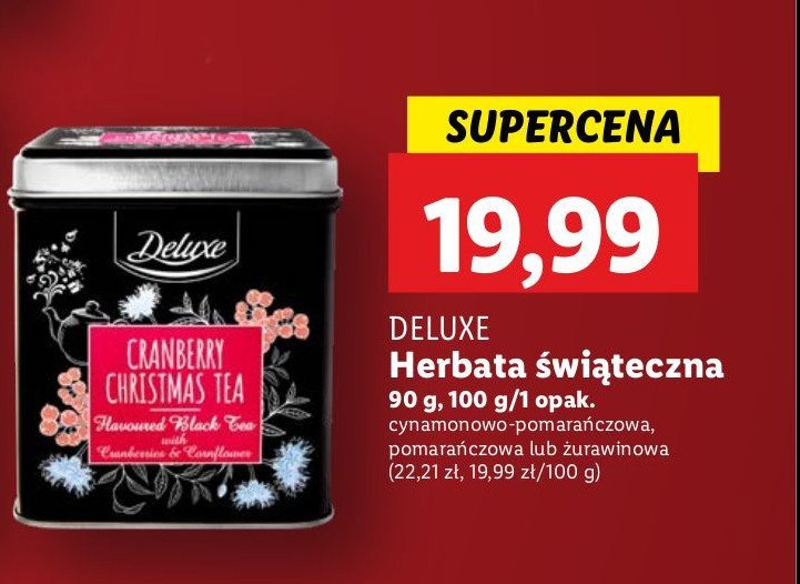 Herbata cranberry christmas tea Deluxe promocja