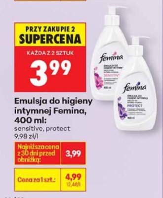 Emulsja do higieny intymnej Femina, 400 ml promocja w Biedronka