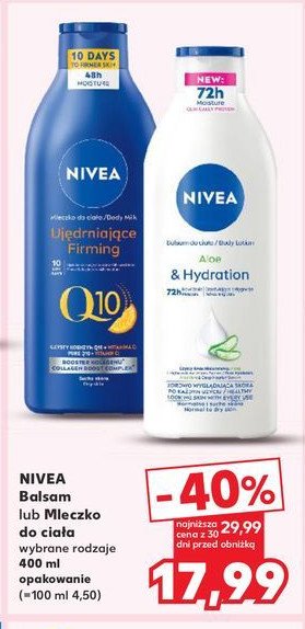 Balsam do ciała aloe & hydtarion Nivea promocja