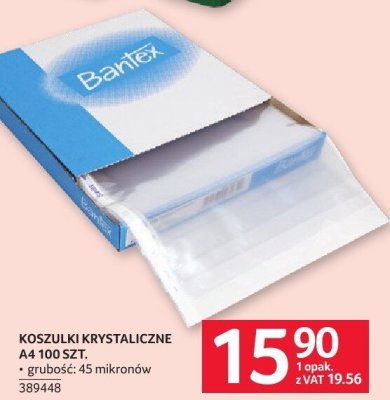 Koszulki krystaliczne Bantex A4 100 szt. grubość 45 mikronów promocja w Selgros