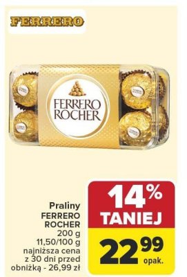 Praliny FERRERO ROCHER 200 g promocja w Carrefour