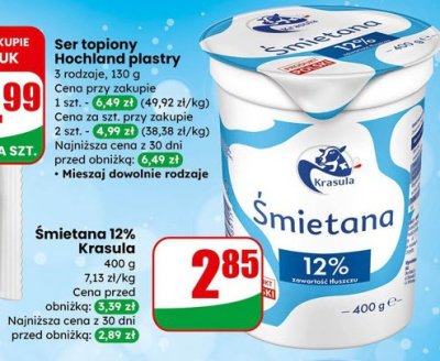 Śmietana 12% Krasula promocja w Dino