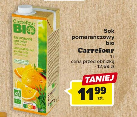 Sok pomarańczowy Carrefour bio promocja
