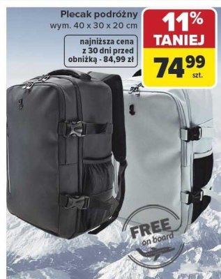 Plecak podróżny wym. 40 x 30 x 20 cm Semi Line promocja w Carrefour