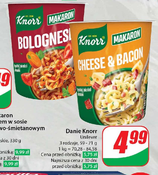 Danie makaron ser z bekonem Knorr smaki świata promocja