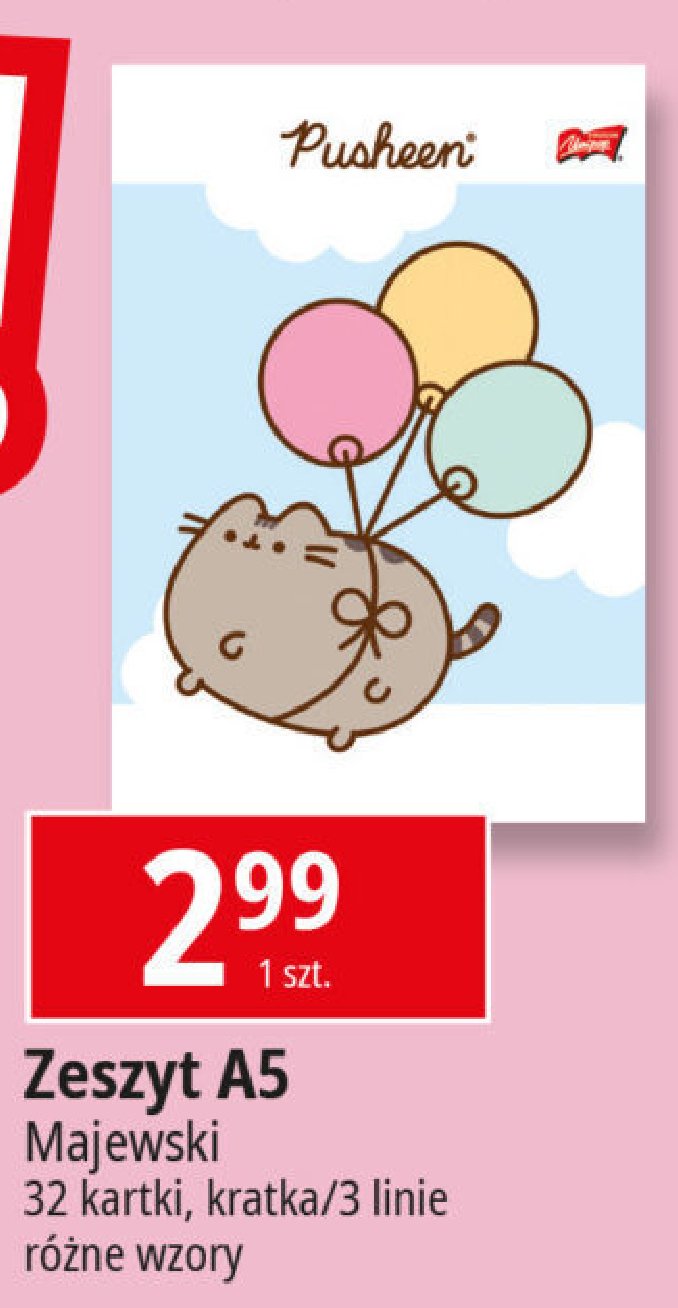 Zeszyt a5/32 k. linia pusheen Unipap promocja