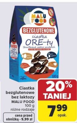 Ciastka bezglutenowe ORE-ty MALU FOOD promocja w Carrefour Market