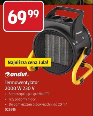 Termowentylator Anslut 2000 W 230 V promocja w Jula