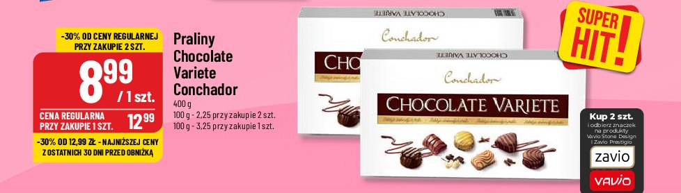 Praliny chocolate variete Conchador promocja