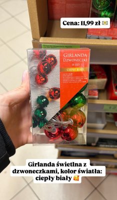 Girlanda świetlna z dzwoneczkami 10 LED ciepły biały promocja w Dino