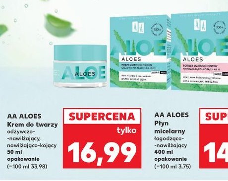 Sorbet dzienno-nocny nawilżająco-kojący AA ALOES promocja w Kaufland