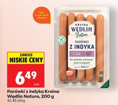 Parówki z indyka Kraina Wędlin Nature, 200 g promocja w Biedronka