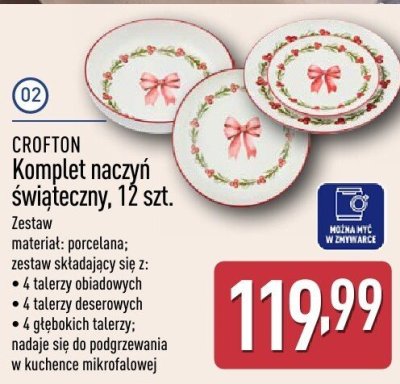Komplet naczyń CROFTON Komplet naczyń świąteczny, 12 szt. promocja w Aldi