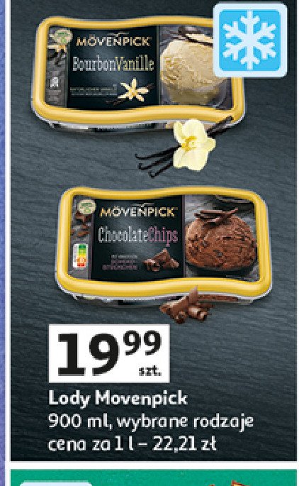 Lody chocolate chips MOVENPICK PREMIUM ICE CREAM promocja w Auchan
