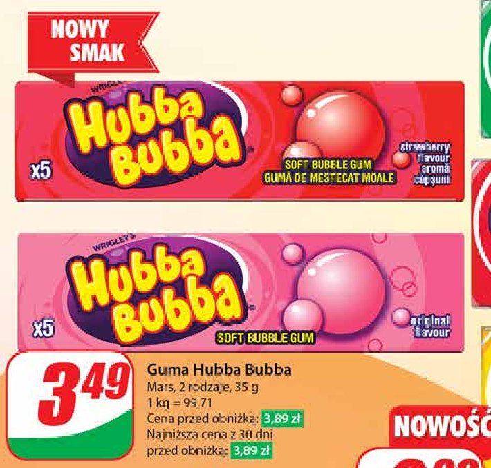 Guma do żucia truskawka Hubba bubba promocja