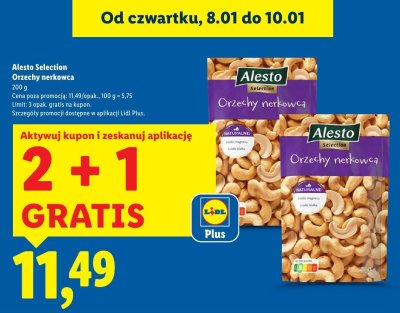 Orzechy nerkowca 200 g 2+1 GRATIS promocja w Lidl