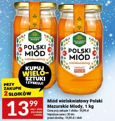 Miód wielokwiatowy Polski Mazurskie Miody, 1 kg promocja w Twój Market