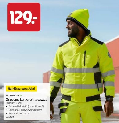 Ocieplana kurtka ostrzegawcza Bluewear promocja w Jula