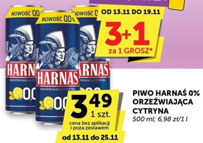 Piwo Harnaś 0% cytryna 500 ml, 5,98 zł/l promocja w Groszek