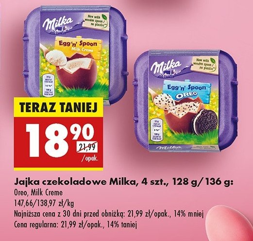 Jajka czekoladowe Milka Egg 'n' spoon z nadzieniem Oreo promocja