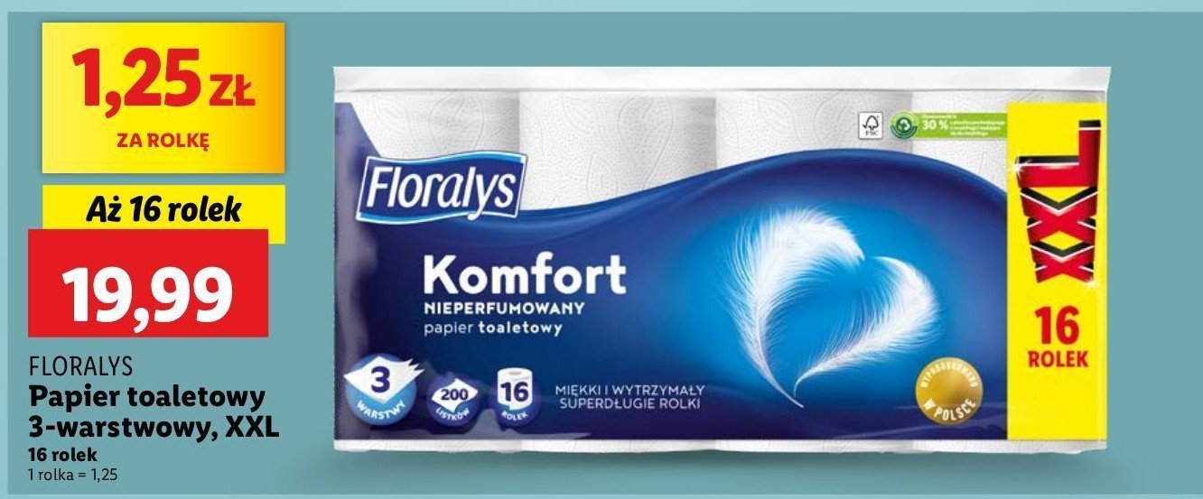 Papier toaletowy komfort Floralys promocja