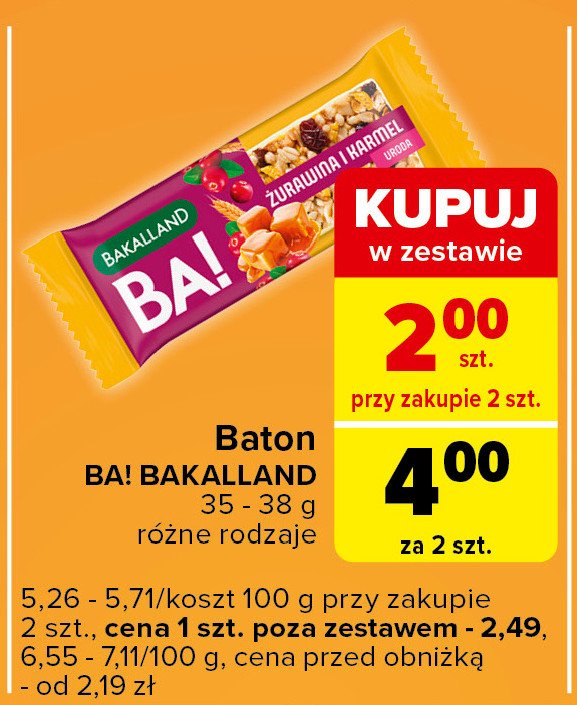 Baton żurawina z karmelem promocja