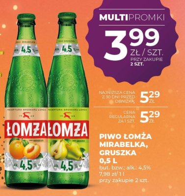 Piwo Łomża Mirabelka, Gruszka 0,5 L promocja w Duży Ben