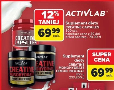 Suplement diety monohydrat kreatyny, różne rodzaje Activlab promocja w Carrefour