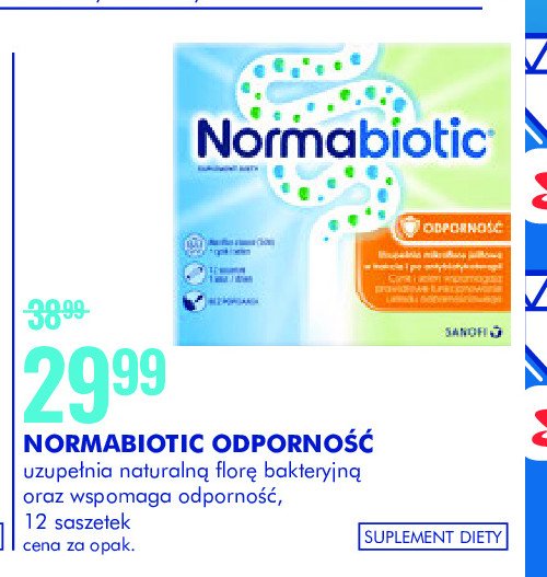 Saszetki na mikroflorę jelitową odporność Normabiotic promocja