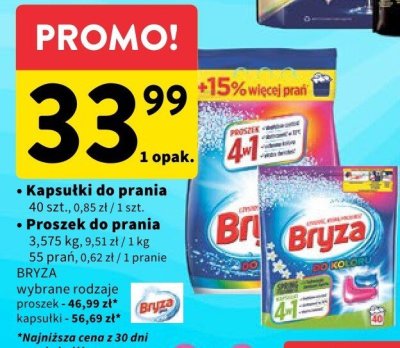 Proszek do prania BRYZA wybrane rodzaje promocja w Intermarche
