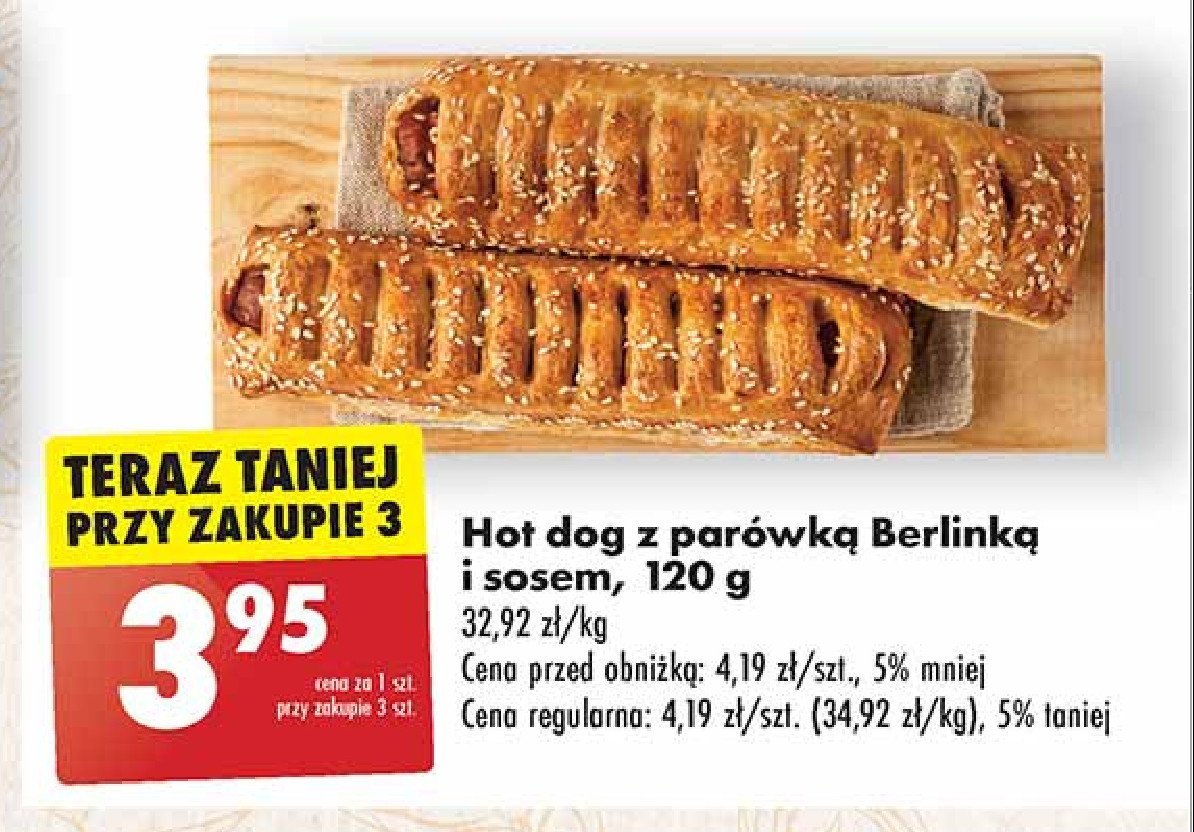 Hot dog z parówką berlinką i sosem promocja