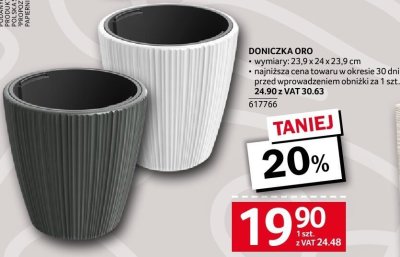 Doniczka Oro wymiary 23,9 x 24 x 23,9 cm promocja w Selgros