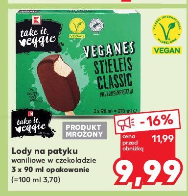 Lody na patyku waniliowe K-classic takie it veggie promocja