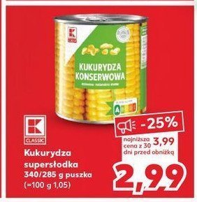 Kukurydza słodka K-classic promocja w Kaufland