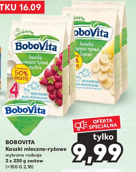Kaszka mleczno-ryżowa malinowa Bobovita promocja