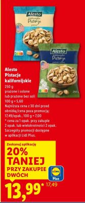 Pistacje kalifornijskie prażone bez soli promocja w Lidl