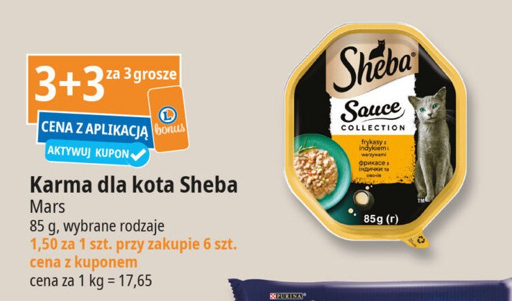 Karma dla kota frykasy z indykiem i warzywami Sheba sauce collection promocja w Leclerc